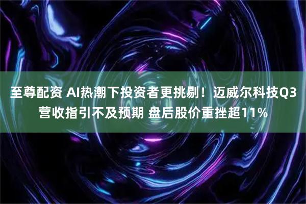 至尊配资 AI热潮下投资者更挑剔！迈威尔科技Q3营收指引不及预期 盘后股价重挫超11%